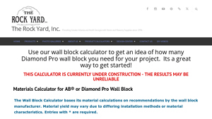 Screenshot of Wall Block Calculator | The Rock Yard Inc.