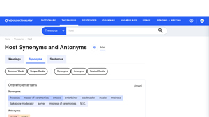 Screenshot of 85 Synonyms and Antonyms for Host | YourDictionary.com