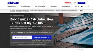 Screenshot of Roof Shingles Calculator: How To Find the Right Amount