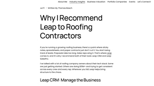 Screenshot of Why I Recommend Leap to Roofing Contractors - Thomas Basch