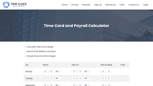 Screenshot of Free Online Time Card Calculator - Time Clock Wizard