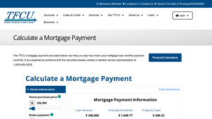 Screenshot of Calculate a Mortgage Payment | Oklahoma | Tinker Federal Credit ...