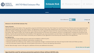 Screenshot of ASCVD Risk Estimator + - Mobile and Web Apps