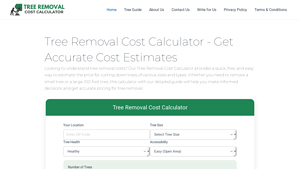 Screenshot of Every Type of Tree Removal Costs Calculator (Exact Price)