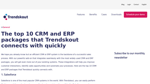 Screenshot of Top 10 CRM and ERP for seamless integration - Trendskout