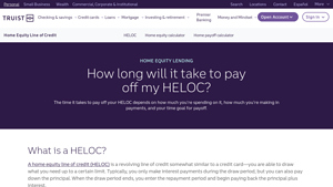 Screenshot of HELOC Payoff Calculator - Paying off HELOC Early - Truist Bank