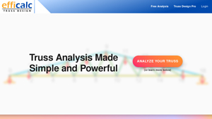 Screenshot of Truss Analysis Calculator - powerful online truss tool | Efficalc