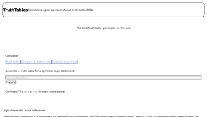 Screenshot of Truth Table Generator with Conclusion - TruthTables