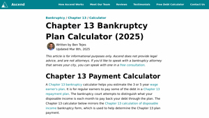 Screenshot of Chapter 13 Bankruptcy Plan Calculator (2025) - Ascend Finance