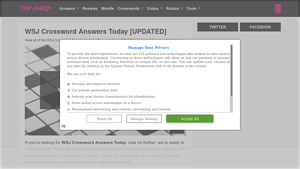 Screenshot of WSJ Crossword Answers Today [UPDATED] - Try Hard Guides