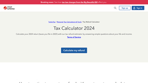 Screenshot of Tax Calculator - Tax Refund & Return Estimator 2024-2025 - TurboTax