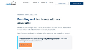 Screenshot of Prorated Rent Calculator - TurboTenant