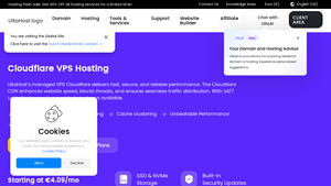 Screenshot of Cloudflare VPS Hosting | Get 20X Ultra Fast CDN Web Server