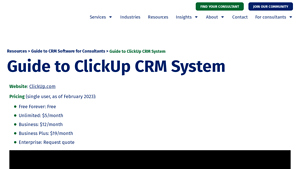 Screenshot of Guide to ClickUp CRM System - Umbrex