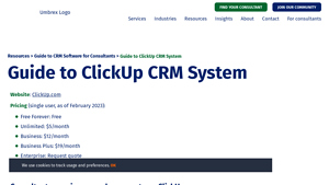 Screenshot of Guide to ClickUp CRM System - Umbrex