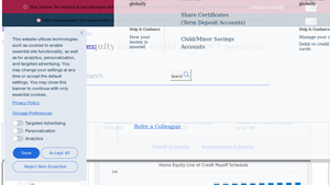 Screenshot of Home equity line of credit (HELOC) payment calculator - UNFCU