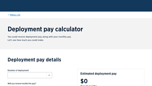 Screenshot of Military Deployment Pay Calculator - USAA
