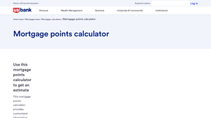 Screenshot of Mortgage points calculator - U.S. Bank