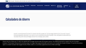 Screenshot of Calculadora de Ahorro › U.S. Century Bank