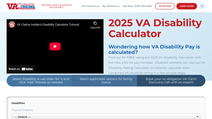 Screenshot of VACI's 2025 VA Disability Calculator