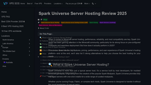 Screenshot of Spark Universe Server Hosting Review 2025 - VPS SOS