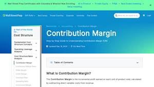 Screenshot of Contribution Margin | Formula + Calculator - Wall Street Prep