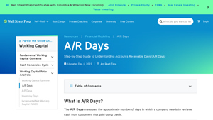 Screenshot of A/R Days | Formula + Calculator - Wall Street Prep