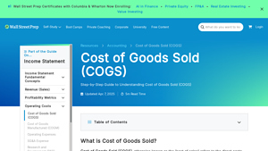 Screenshot of Cost of Goods Sold (COGS) | Formula + Calculator - Wall Street Prep