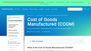 Screenshot of Cost of Goods Manufactured (COGM) | Formula + Calculator