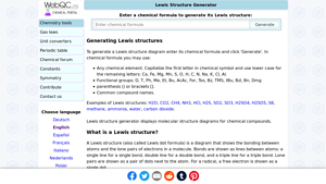 Screenshot of Lewis Structure Generator