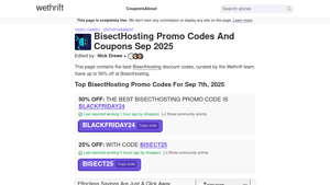 Screenshot of BisectHosting Promo Codes - 50% off - Sep 2025 - Wethrift