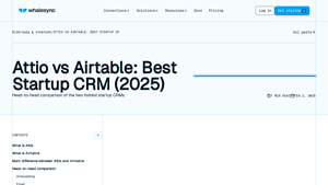 Screenshot of Attio vs Airtable: Best Startup CRM (2025) - Whalesync