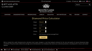 Screenshot of Diamond Price Calculator - Whiteflash