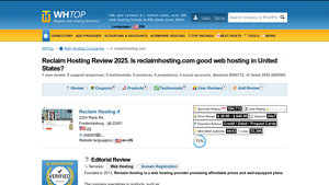 Screenshot of ReclaimHosting Review 2025 - 1 user ratings. Rank 1/10 - WHTop