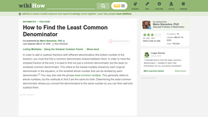 Screenshot of 5 Ways to Find the Least Common Denominator - wikiHow
