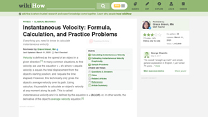 Screenshot of How to Calculate Instantaneous Velocity: A Definitive Guide - wikiHow