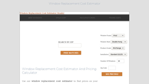 Screenshot of Window Replacement Cost Estimator And Pricing Calculator