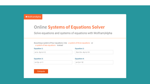 Screenshot of Systems of Equations Solver: Step-by-Step Solutions - Wolfram|Alpha