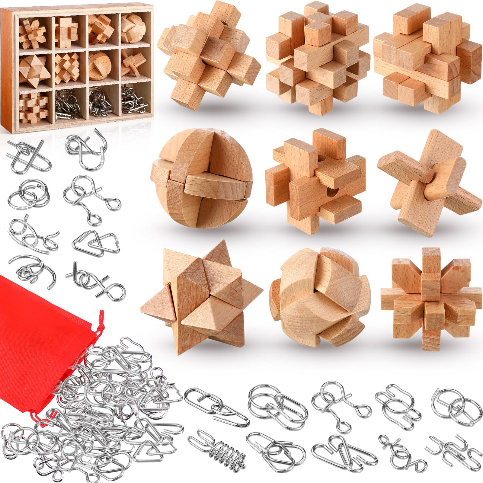 Featured image for wooden puzzles - Yilloog 45 Pcs Brain Teaser Puzzles ...