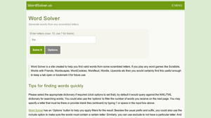 Screenshot of Word Solver - Make words from scrambled letters