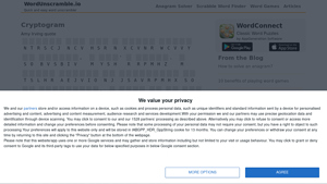 Screenshot of Cryptogram Puzzles - WordUnscramble.io