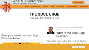 Screenshot of Soul Urge - World Numerology