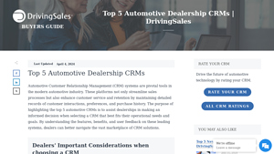 Screenshot of Top 5 Automotive Dealership CRMs | DrivingSales