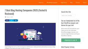 Screenshot of 7 Best Blog Hosting Companies 2025 (Tested & Reviewed) - WP101