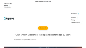 Screenshot of CRM System Excellence: The Top Choices for Sage 50 Users -
