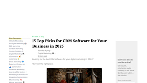 Screenshot of 15 Top Picks for CRM Software for Your Business in 2025 - Xperiencify