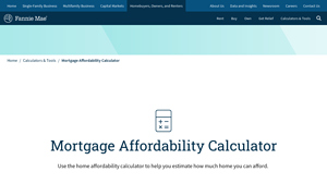 Screenshot of Mortgage Affordability Calculator - Fannie Mae