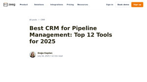 Screenshot of Best CRM for Pipeline Management: Top 12 Tools for 2025 - Zeeg