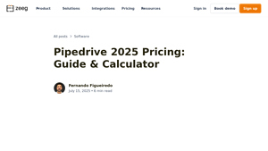 Screenshot of Pipedrive 2025 Pricing: Guide & Calculator - Zeeg
