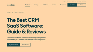 Screenshot of The Best CRM SaaS Software: Guide & Reviews - Zendesk